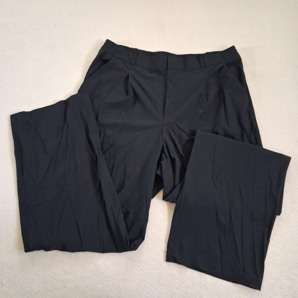 old navy sleektech high waist wide leg trousers travel work black pants xl tall